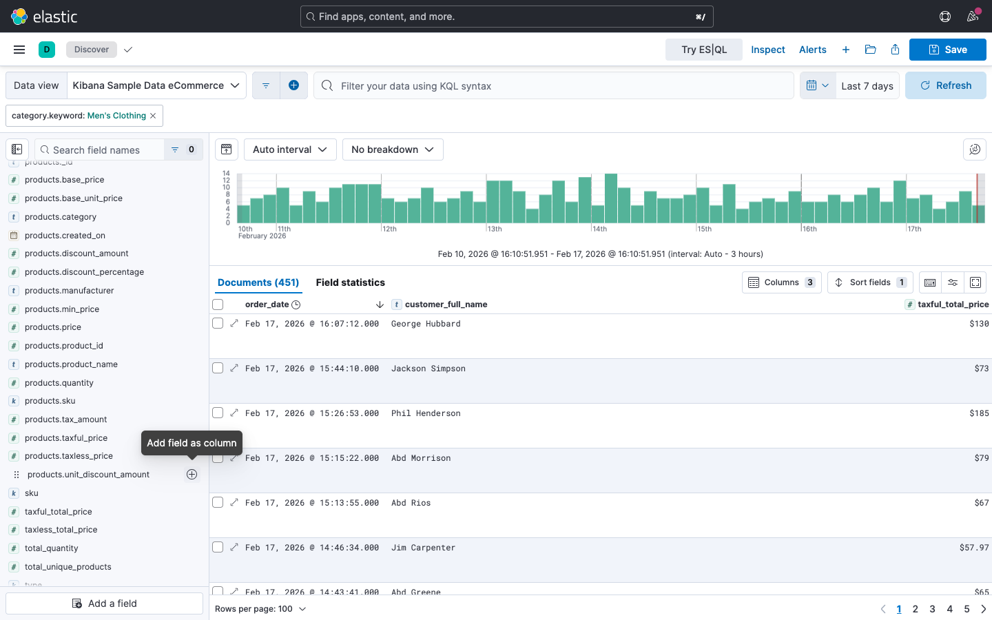 Spalten konfiguriert