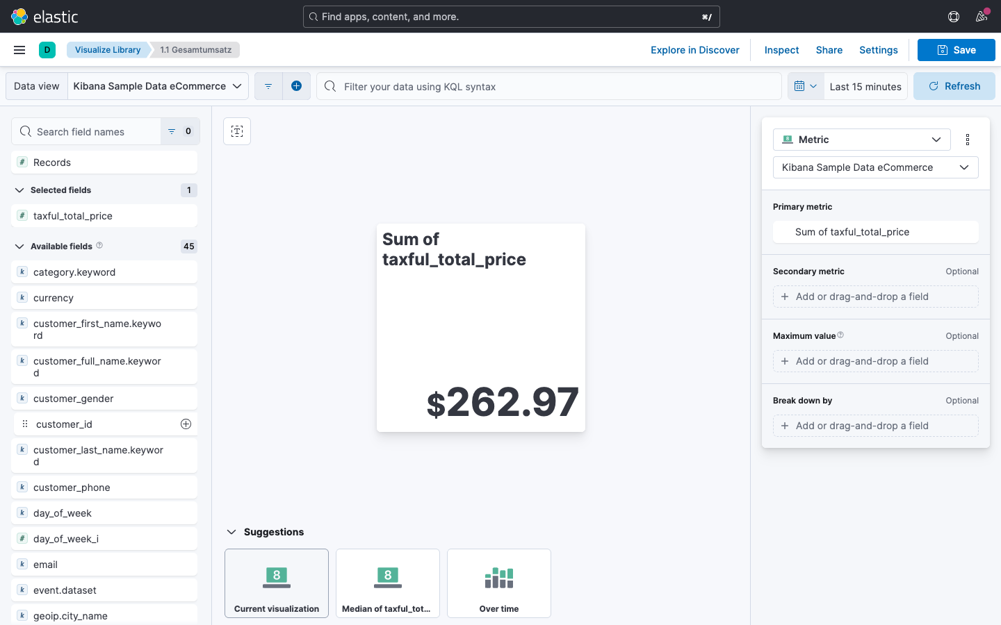 Metrik - Gesamtumsatz in Lens