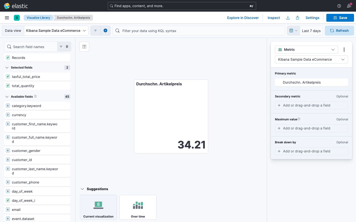 Formel -- Durchschnittlicher Artikelpreis